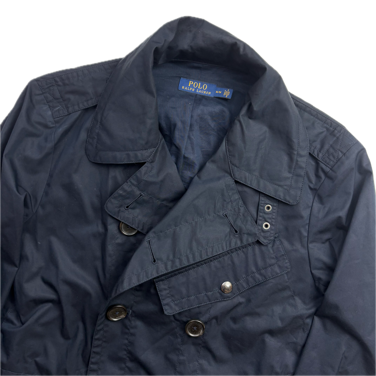 Polo Ralph Lauren Navy Utility Double Breasted Rain Mac Coat - M