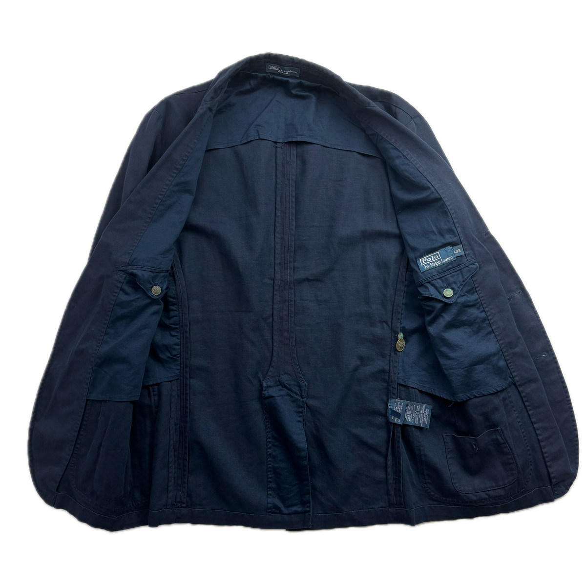 Polo Ralph Lauren Navy Tennis Crest Blazer Sports Jacket (Cotton Linen) - 40R