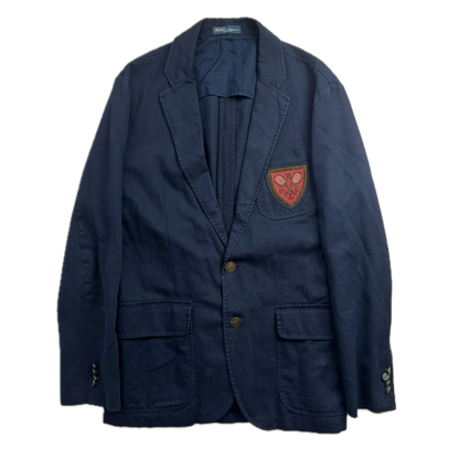 Polo Ralph Lauren Navy Tennis Crest Blazer Sports Jacket (Cotton Linen) - 40R