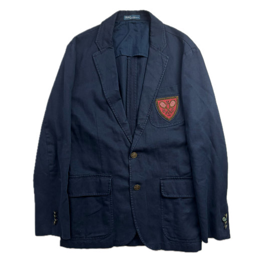 Polo Ralph Lauren Navy Tennis Crest Blazer Sports Jacket (Cotton Linen) - 40R