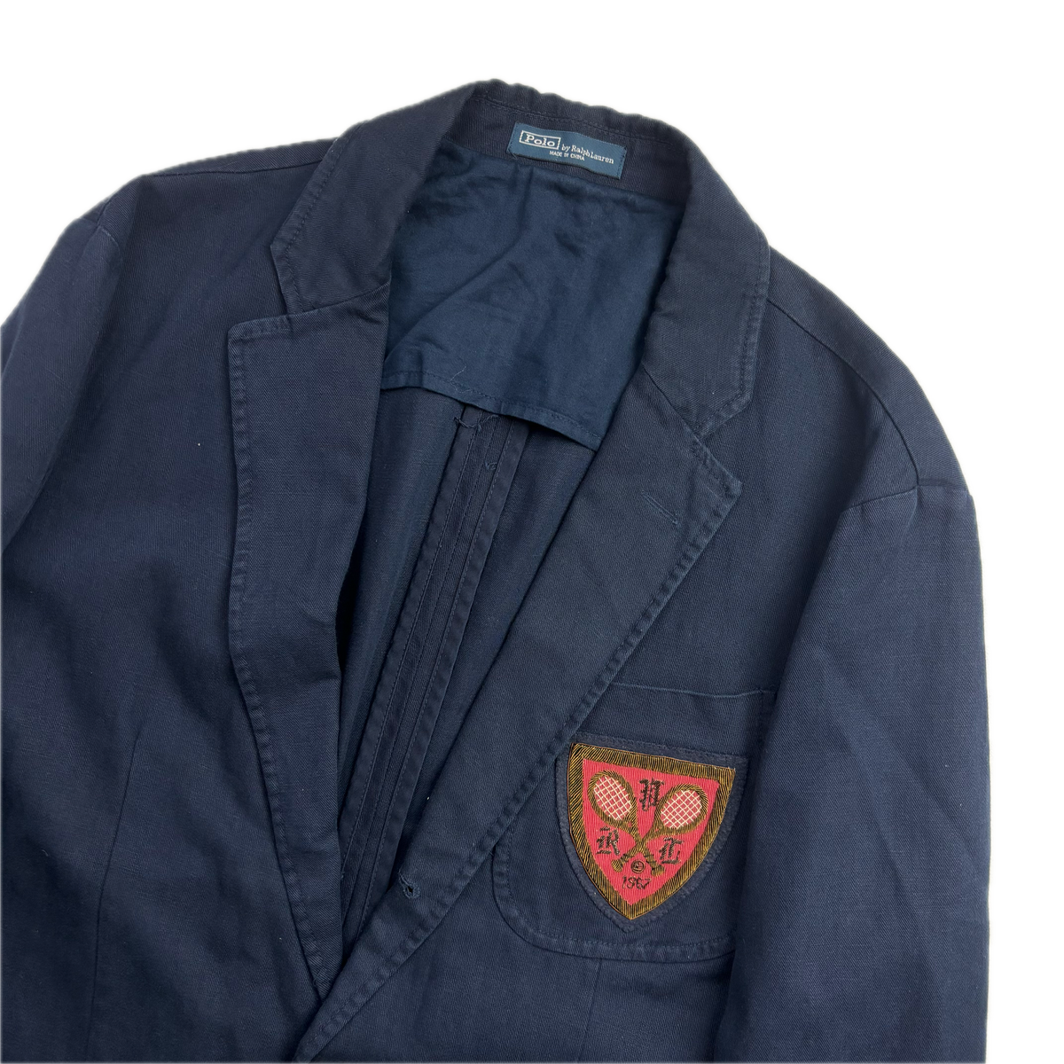 Polo Ralph Lauren Navy Tennis Crest Blazer Sports Jacket (Cotton Linen) - 40R
