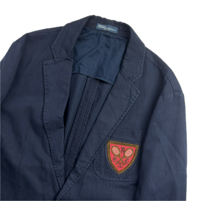 Polo Ralph Lauren Navy Tennis Crest Blazer Sports Jacket (Cotton Linen) - 40R