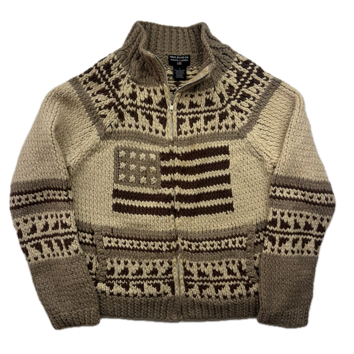 Ralph Lauren Polo Jeans USA Flag Cowichan Cardigan - L
