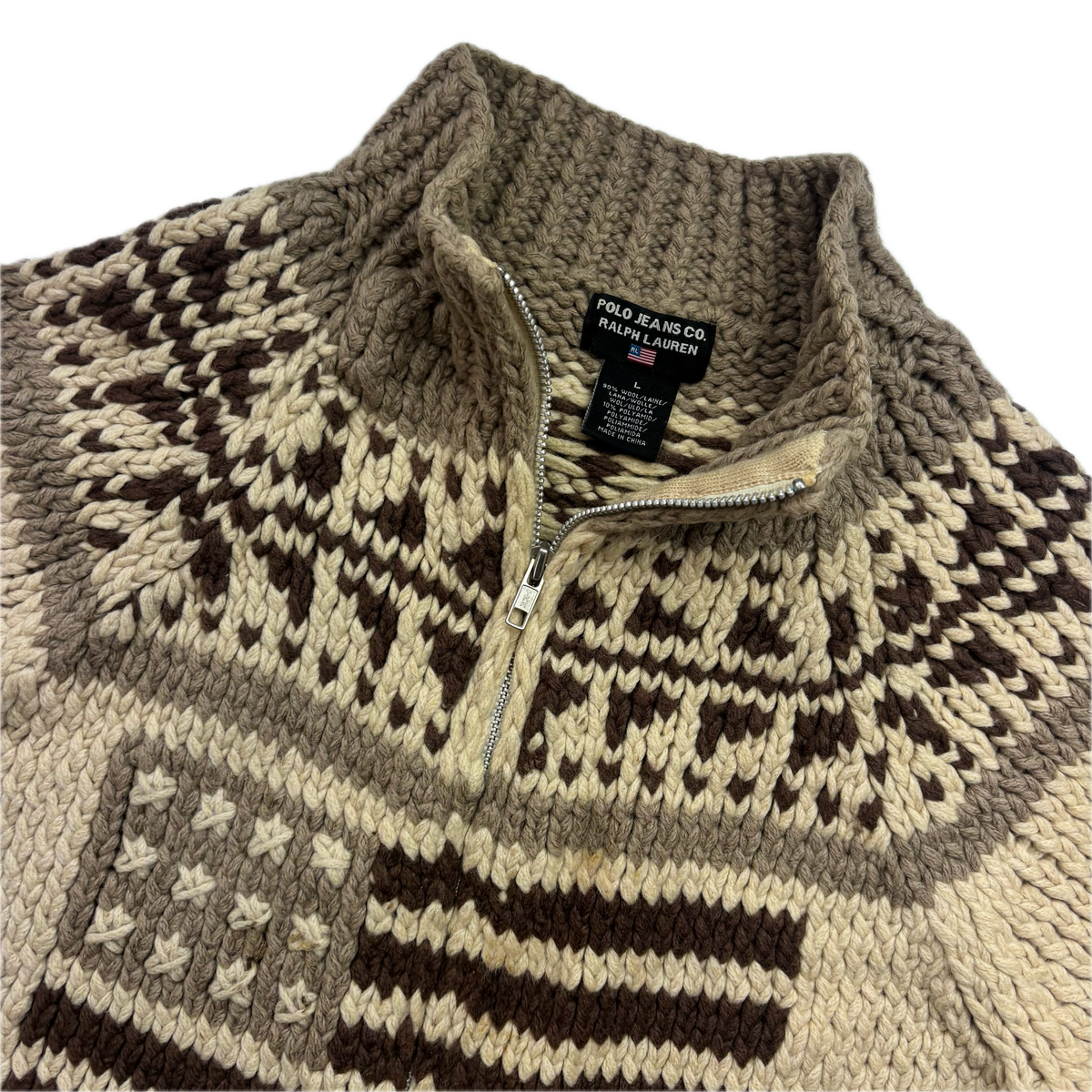 Ralph Lauren Polo Jeans USA Flag Cowichan Cardigan - L
