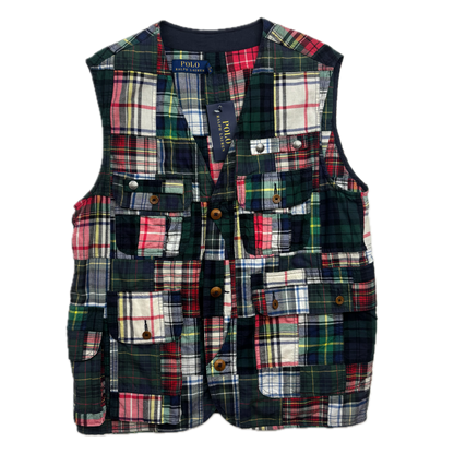Polo Ralph Lauren Patchwork Madras Plaid Utility Vest - M