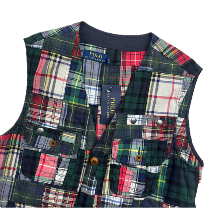 Polo Ralph Lauren Patchwork Madras Plaid Utility Vest - M