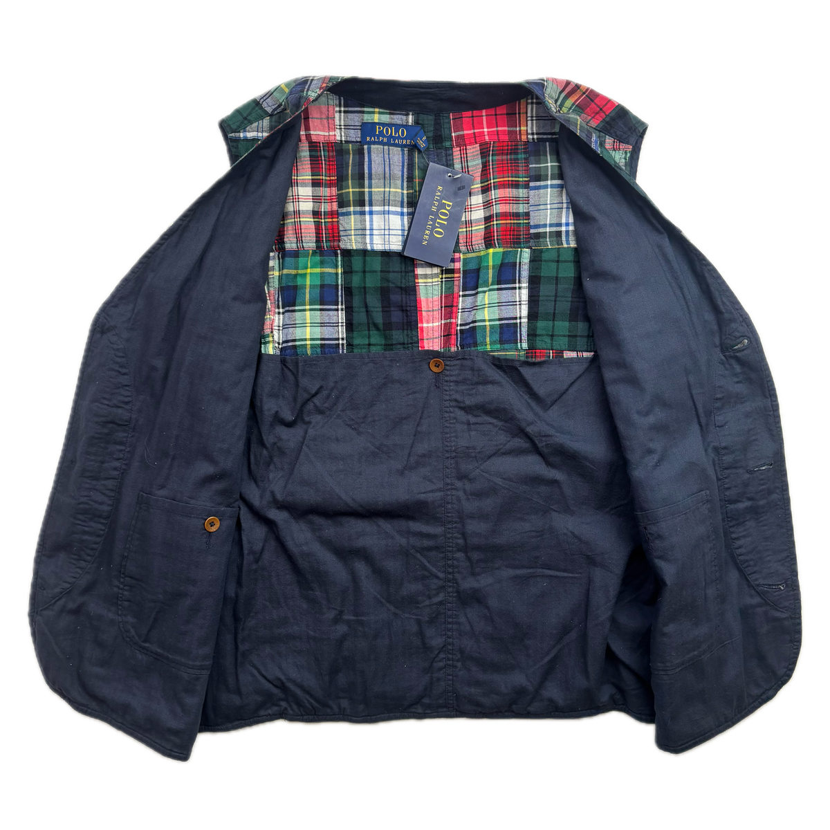 Polo Ralph Lauren Patchwork Madras Plaid Utility Vest - M