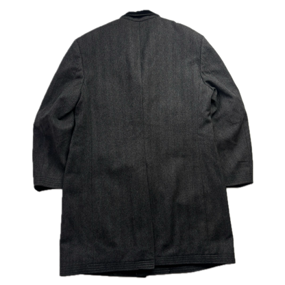 Polo Ralph Lauren 80s Grey Herringbone Paddock Coat Overcoat (Lambswool) - 44R