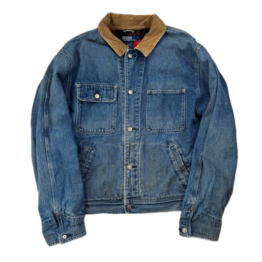 Polo Ralph Lauren Denim Trucker Jacket Buffalo Plaid Lined - XL