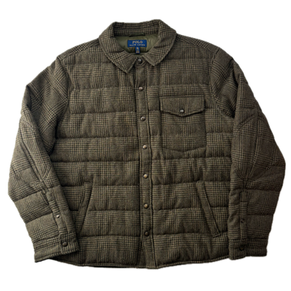 Polo Ralph Lauren Green Glen Plaid Tweed Puffer Over Shirt (Wool Blend) - XXL