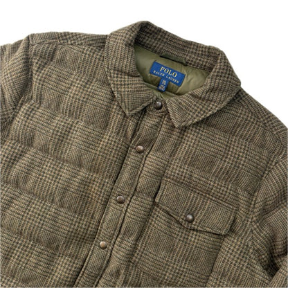 Polo Ralph Lauren Green Glen Plaid Tweed Puffer Over Shirt (Wool Blend) - XXL