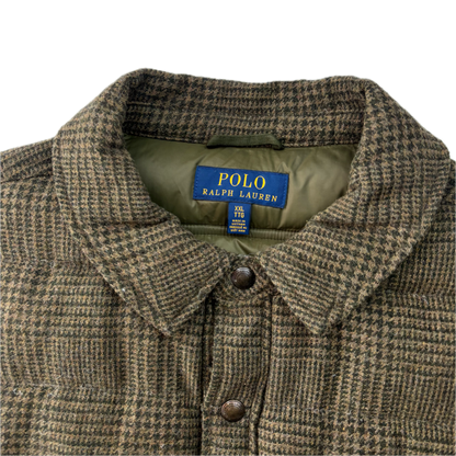 Polo Ralph Lauren Green Glen Plaid Tweed Puffer Over Shirt (Wool Blend) - XXL