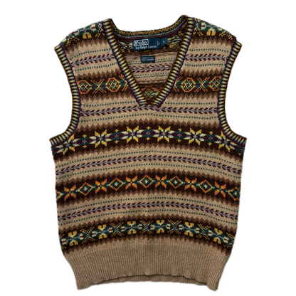 Polo Ralph Lauren Beige Fairisle Vest (Cotton Cashmere) - S