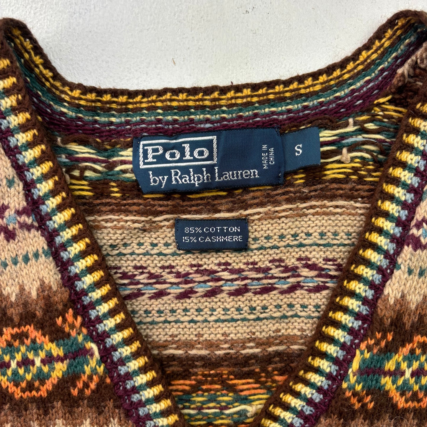 Polo Ralph Lauren Beige Fairisle Vest (Cotton Cashmere) - S