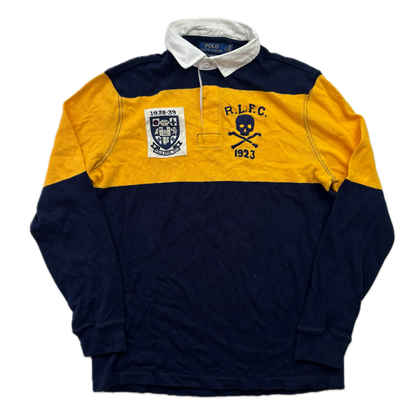 Polo Ralph Lauren Navy Yellow RLFC Skull Lightweight Rugby Shirt - S