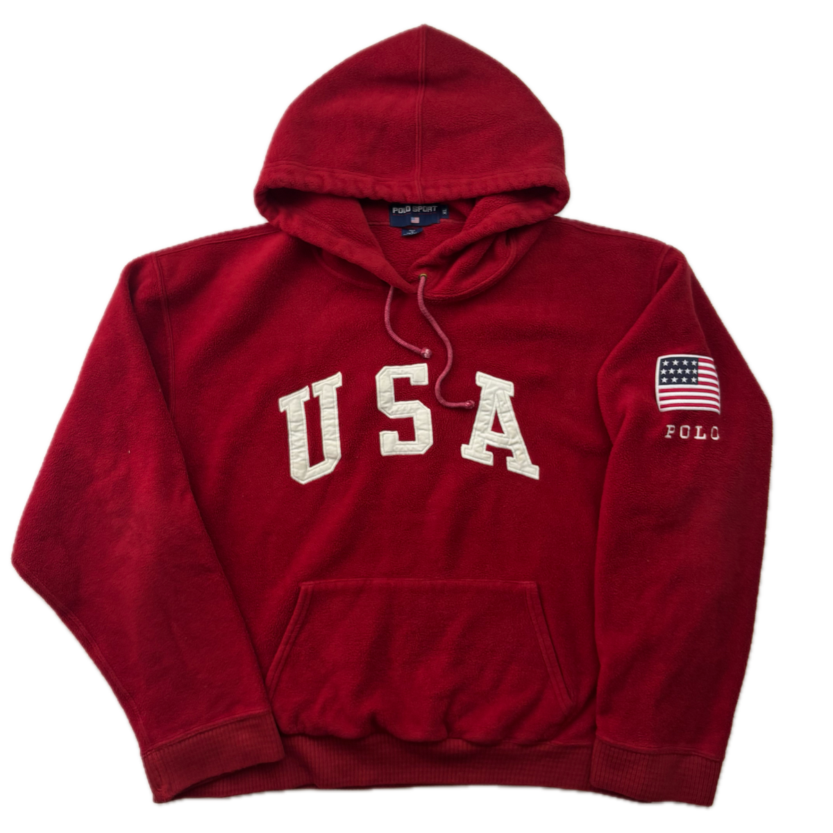 Polo Sport 90s Red Fleece USA Hoodie - XL