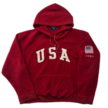 Polo Sport 90s Red Fleece USA Hoodie - XL