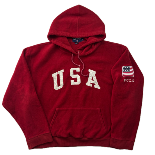 Polo Sport 90s Red Fleece USA Hoodie - XL