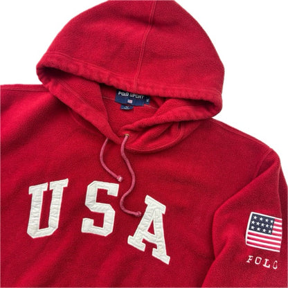 Polo Sport 90s Red Fleece USA Hoodie - XL
