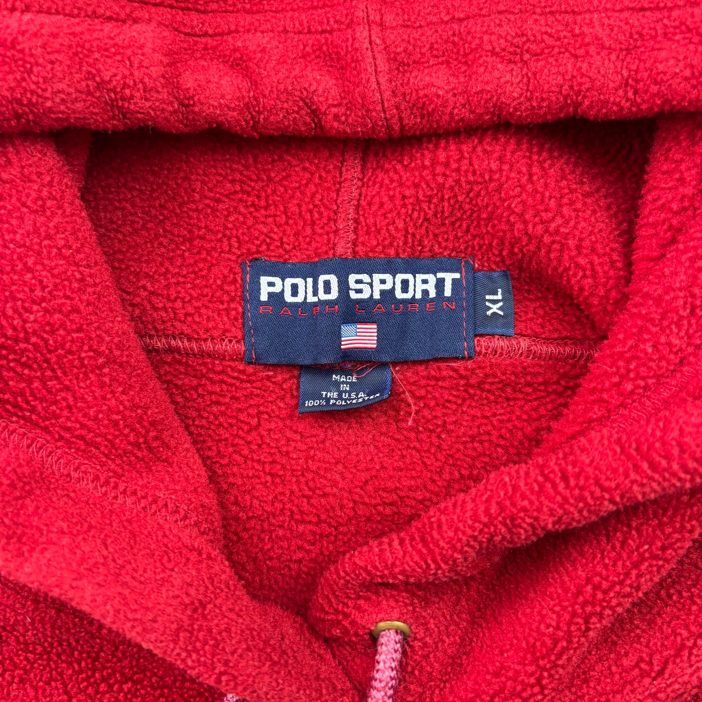Polo Sport 90s Red Fleece USA Hoodie - XL