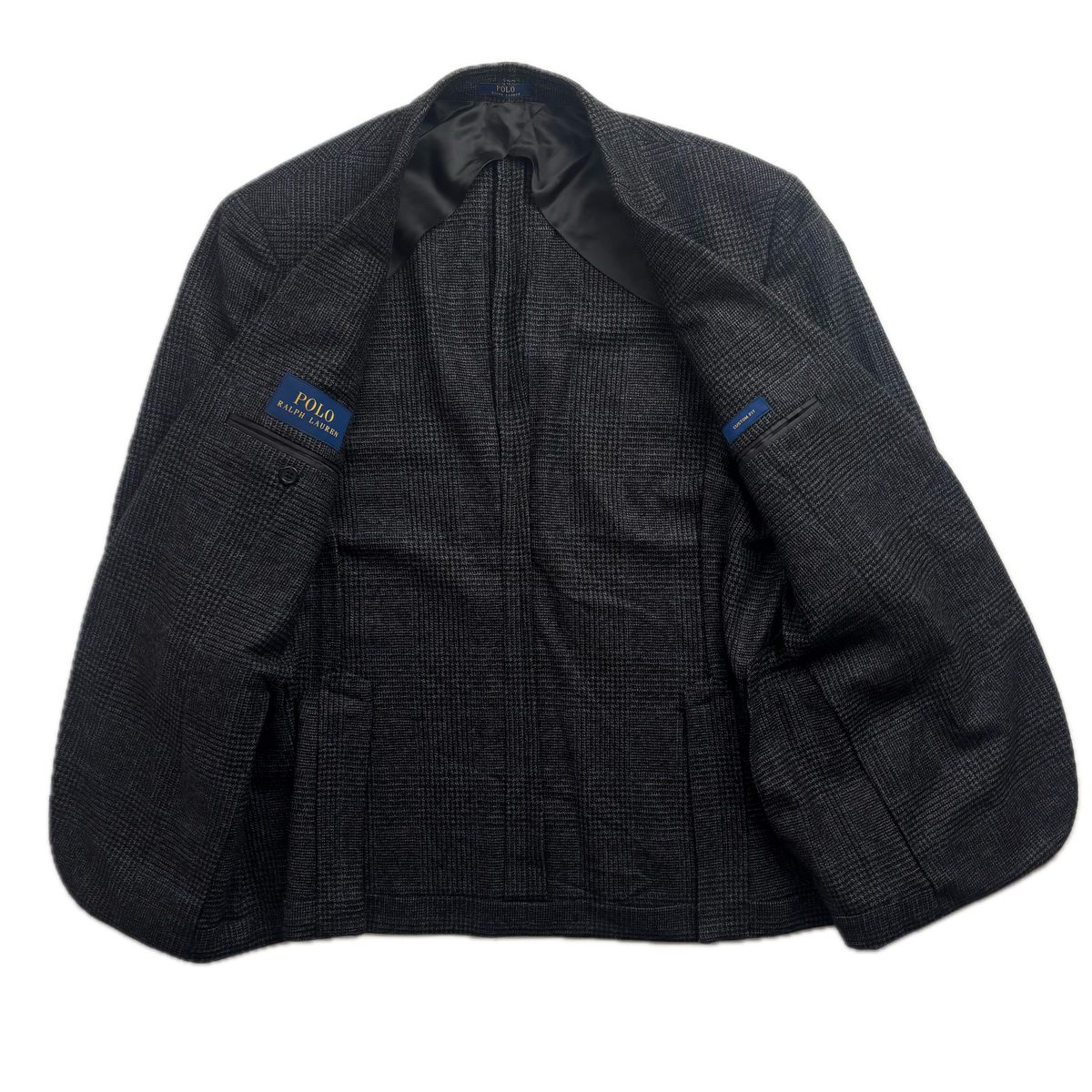 Polo Ralph Lauren Dark Grey Glen Plaid Tweed Blazer Sports Coat (Lambswool) - 40S