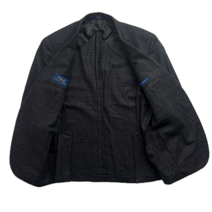 Polo Ralph Lauren Dark Grey Glen Plaid Tweed Blazer Sports Coat (Lambswool) - 40S