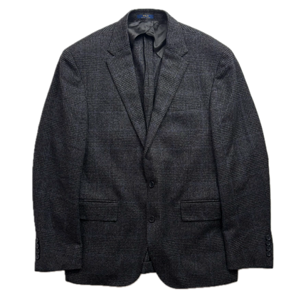 Polo Ralph Lauren Dark Grey Glen Plaid Tweed Blazer Sports Coat (Lambswool) - 40S