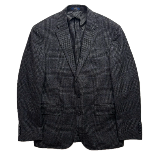 Polo Ralph Lauren Dark Grey Glen Plaid Tweed Blazer Sports Coat (Lambswool) - 40S