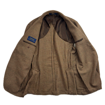 Polo Ralph Lauren Houndstooth Tweed Blazer Sports Coat (Polyester Wool Elastane) - M