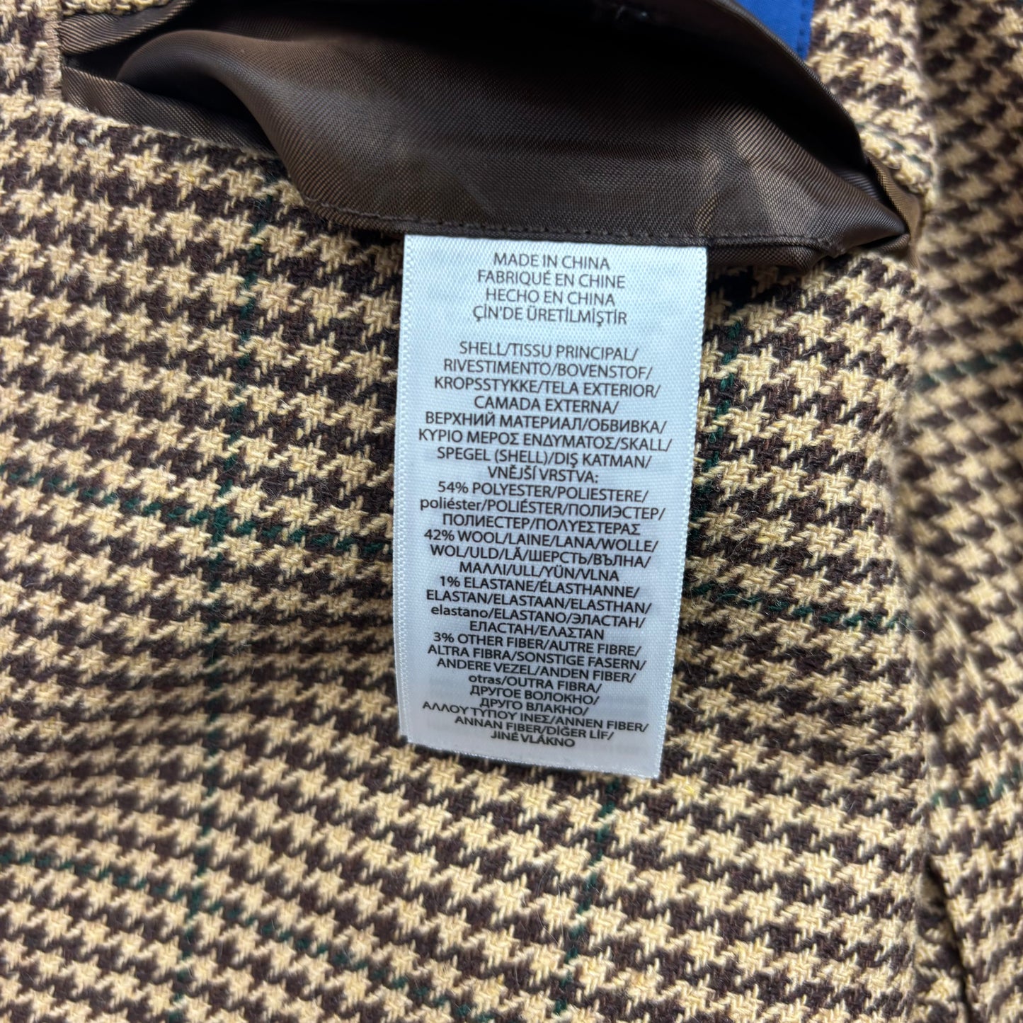 Polo Ralph Lauren Houndstooth Tweed Blazer Sports Coat (Polyester Wool Elastane) - M
