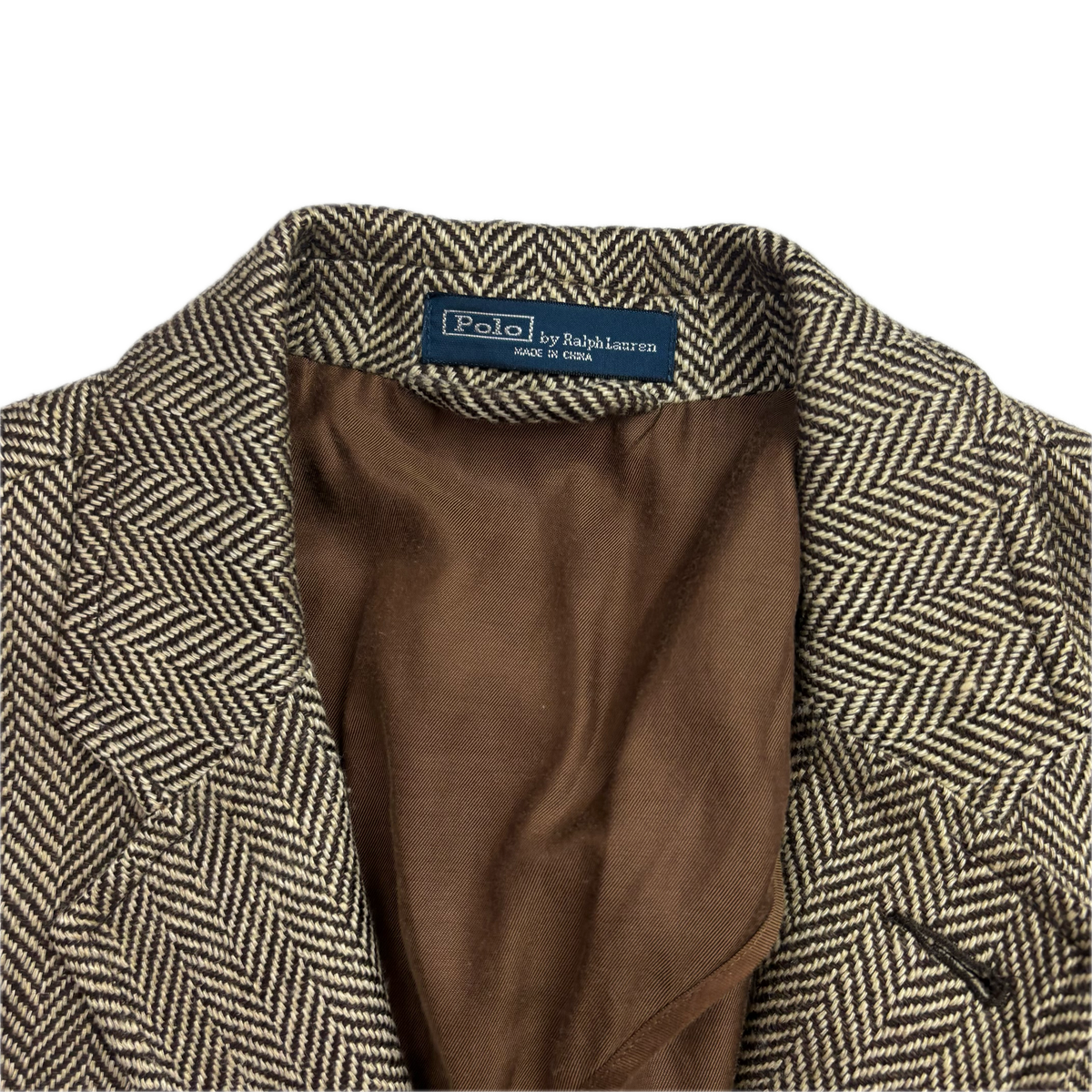 Polo Ralph Lauren Brown Herringbone Half Norfolk Blazer Sports Coat (Linen Silk Wool) - 38R