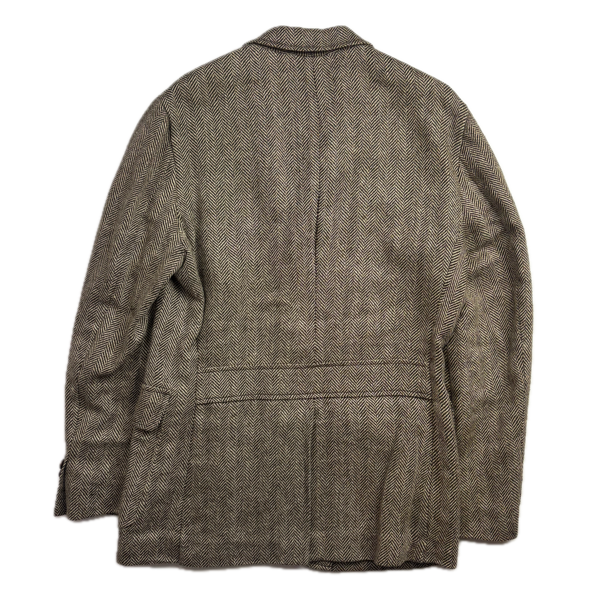 Polo Ralph Lauren Brown Herringbone Half Norfolk Blazer Sports Coat (Linen Silk Wool) - 38R