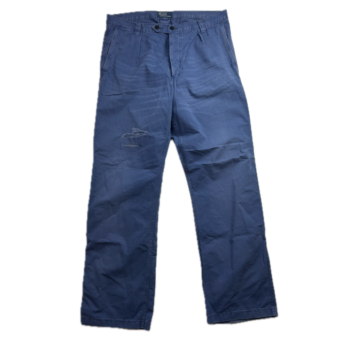 Polo Ralph Lauren Distressed Blue French Workwear Trouser Canvas Classic Fit Pants - 34x34
