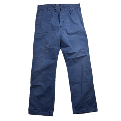 Polo Ralph Lauren Distressed Blue French Workwear Trouser Canvas Classic Fit Pants - 34x34