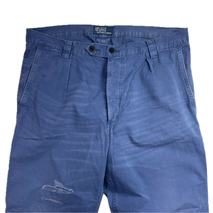 Polo Ralph Lauren Distressed Blue French Workwear Trouser Canvas Classic Fit Pants - 34x34
