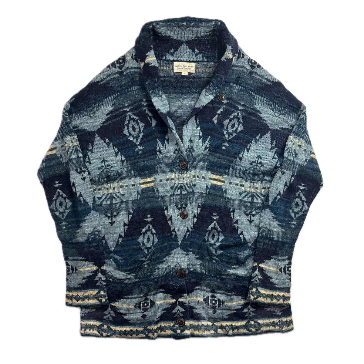 Denim & Supply Blue Navy Southwestern Aztec Cardigan - L