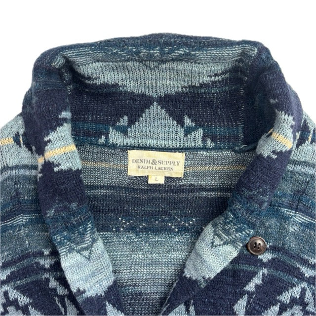 Denim & Supply Blue Navy Southwestern Aztec Cardigan - L