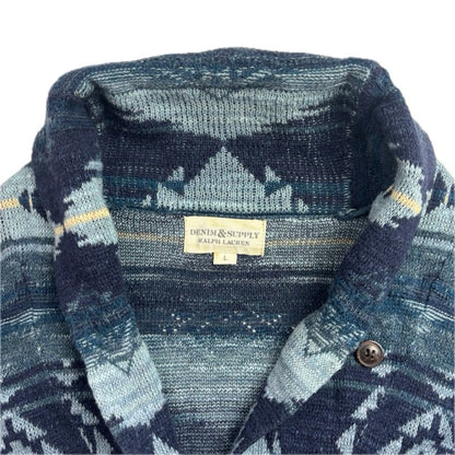 Denim & Supply Blue Navy Southwestern Aztec Cardigan - L