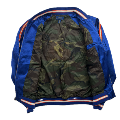 Polo Ralph Lauren Blue Satin Varsity Moon Shot Tigers Letterman Jacket - L