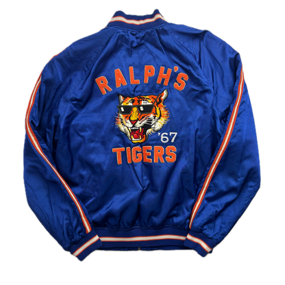 Polo Ralph Lauren Blue Satin Varsity Moon Shot Tigers Letterman Jacket - L