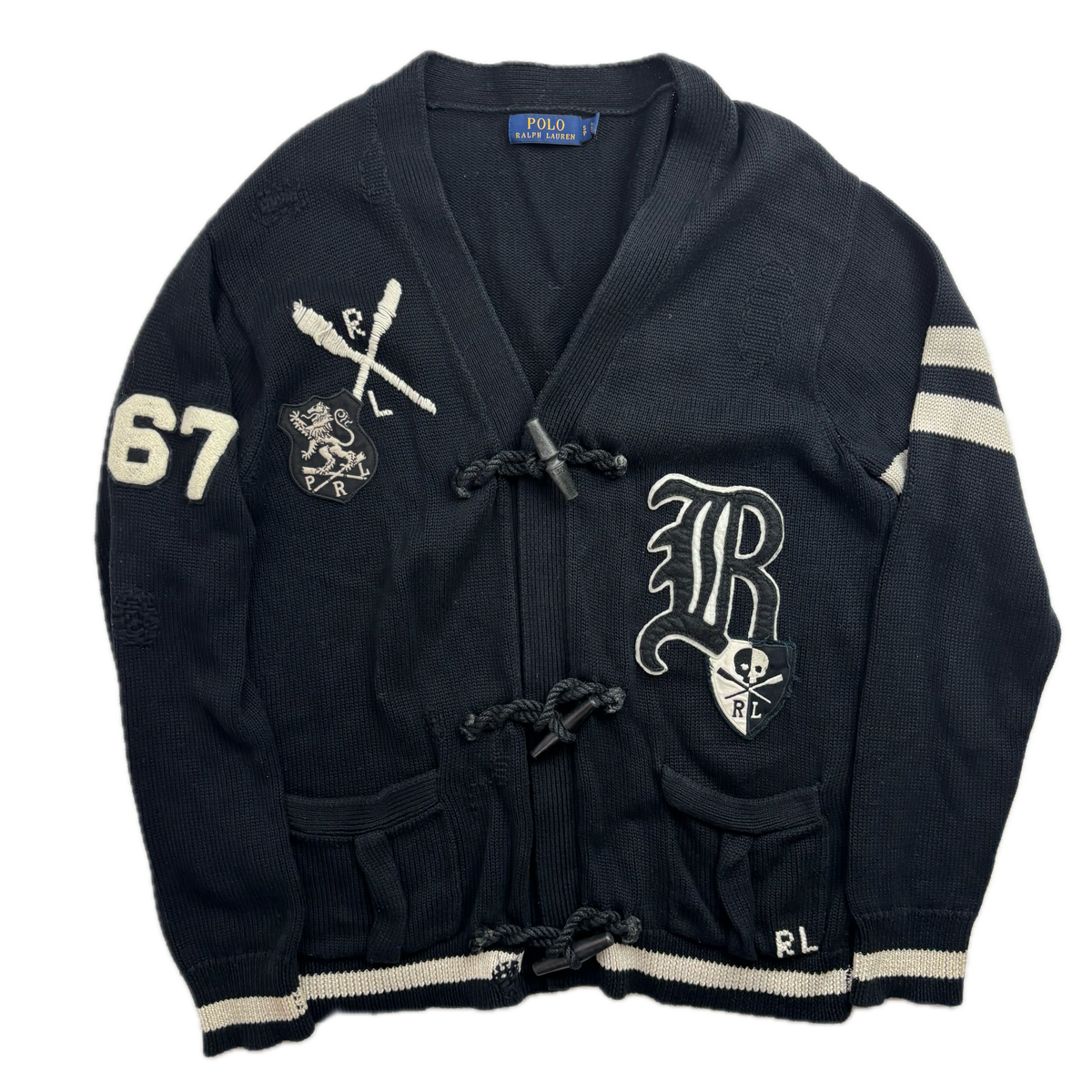 Polo Ralph Lauren Black Toggle Varsity Cardigan - S