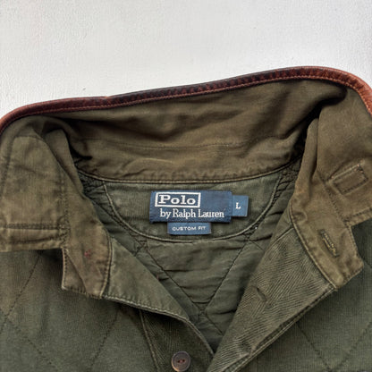 Polo Ralph Lauren Riders Association Motorcycle Polo Shirt Leather Collar - L