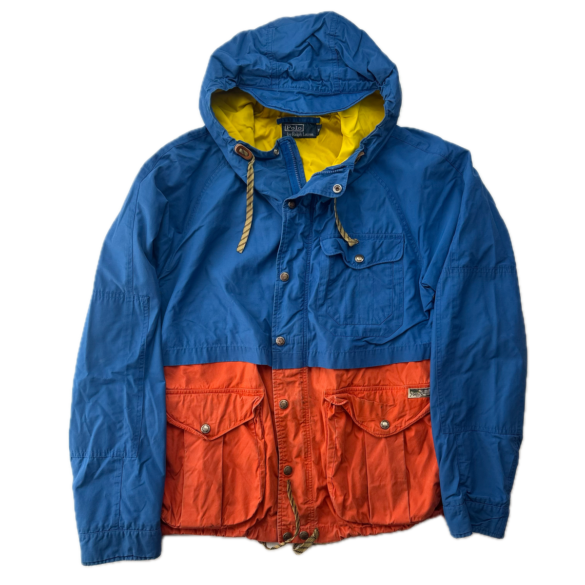 Polo Ralph Lauren Orange Blue Mountain Parka Jacket Hooded - M