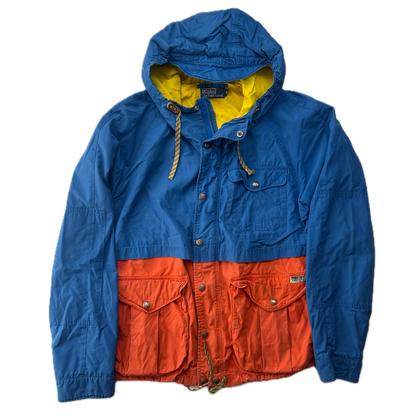 Polo Ralph Lauren Orange Blue Mountain Parka Jacket Hooded - M