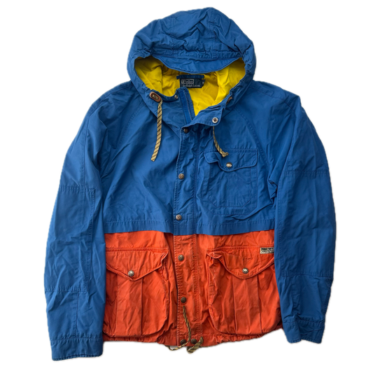 Polo Ralph Lauren Orange Blue Mountain Parka Jacket Hooded - M
