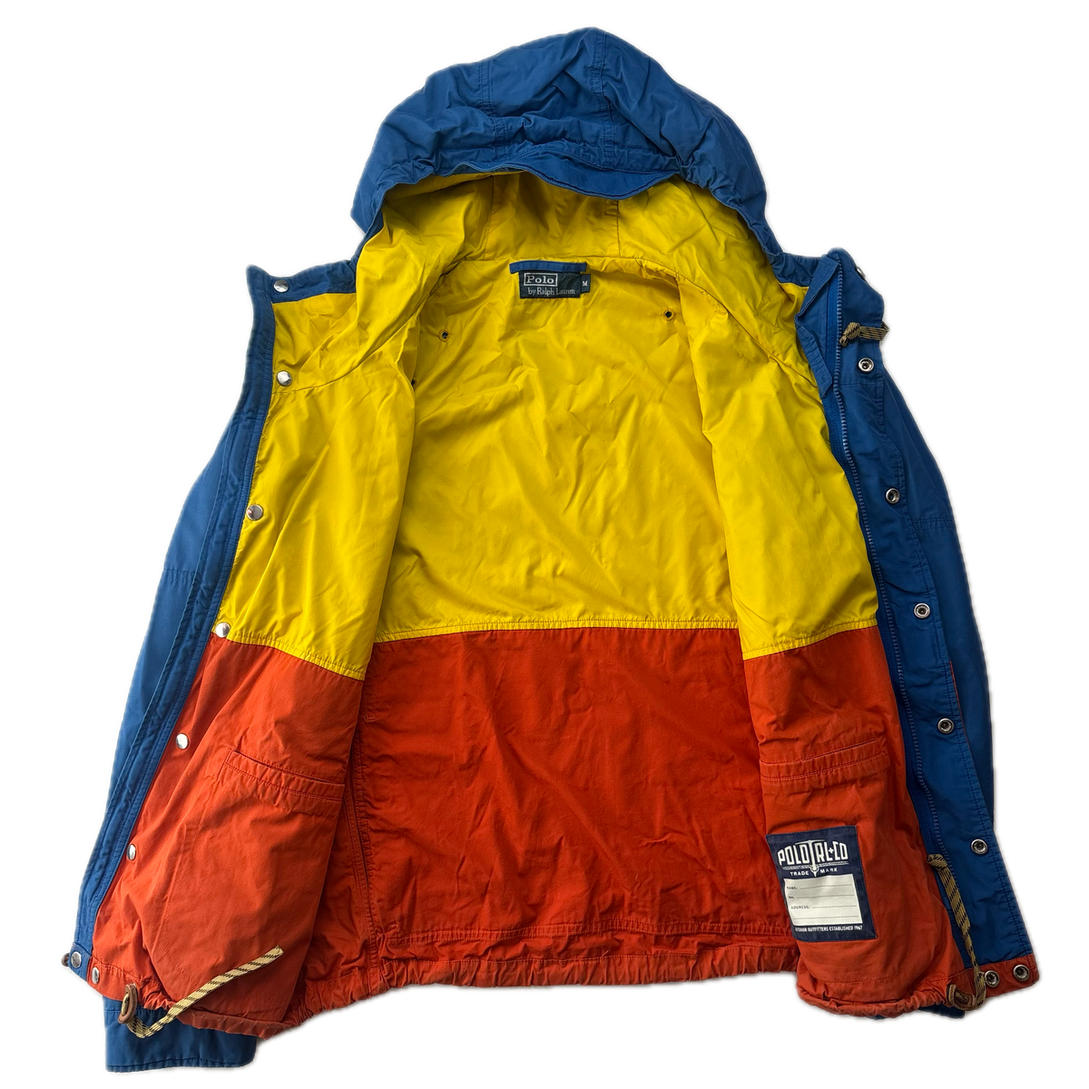 Polo Ralph Lauren Orange Blue Mountain Parka Jacket Hooded - M