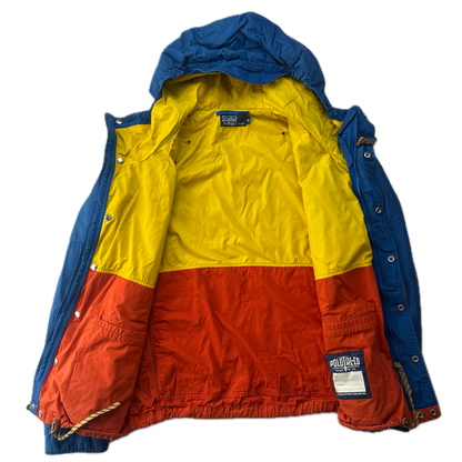 Polo Ralph Lauren Orange Blue Mountain Parka Jacket Hooded - M