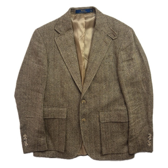 Polo Ralph Lauren Brown Herringbone RL67 Blazer Sports Coat (Linen Silk Wool) - 36S