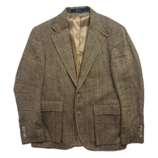 Polo Ralph Lauren Brown Herringbone RL67 Blazer Sports Coat (Linen Silk Wool) - 36S