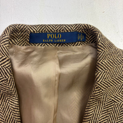 Polo Ralph Lauren Brown Herringbone RL67 Blazer Sports Coat (Linen Silk Wool) - 36S